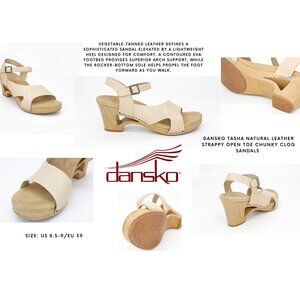 Dansko Tasha Natural Leather Strappy Open Toe Chunky Clog Sandals
